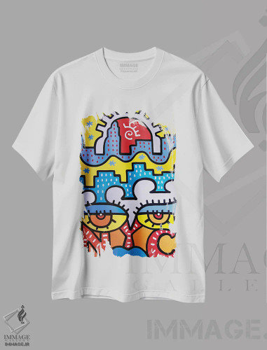 تیشرت سفید طرح دار تابستان نیویورک، آبستره اثر بیلی آرتیست | فروشگاه ایماژ