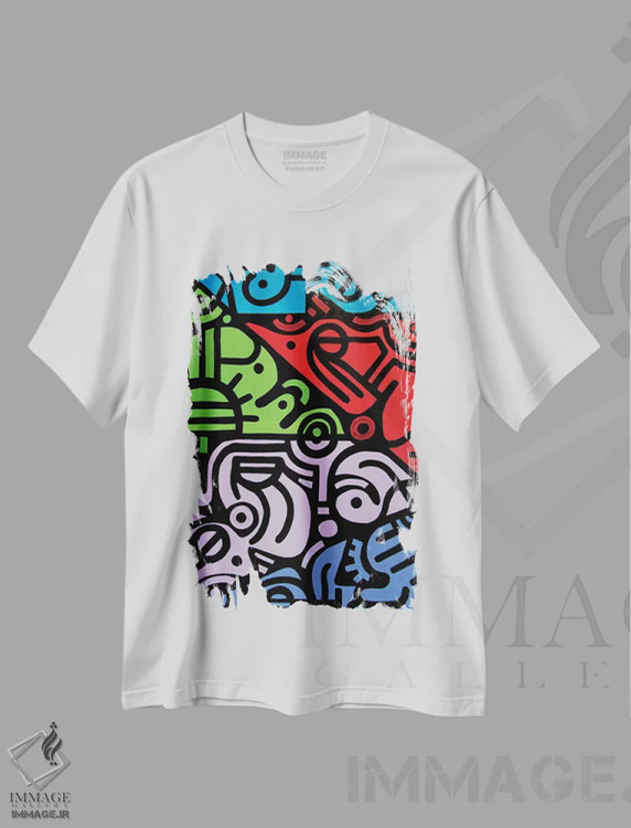تیشرت سفید طرح دار انعکاس ها اثر بیلی آرتیست | immage.ir
