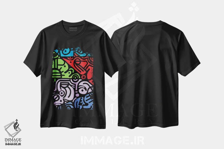 تیشرت مشکی طرح دار انعکاس ها اثر بیلی آرتیست | فروشگاه ایماژ