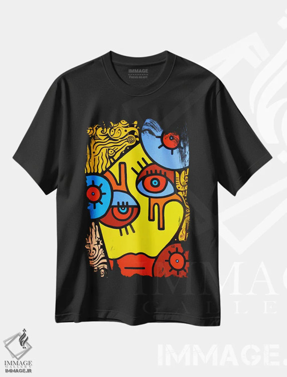 تیشرت مشکی طرح دار روزی اثر بیلی آرتیست | immage.ir