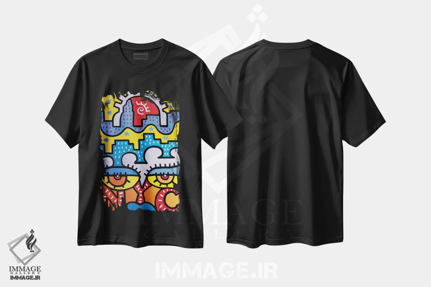 تیشرت مشکی طرح دار تابستان نیویورک، آبستره اثر بیلی آرتیست | immage.ir