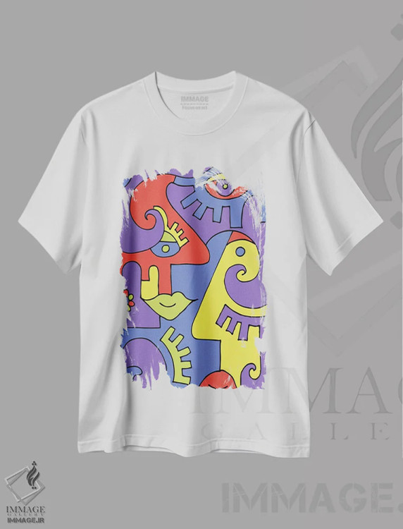 تیشرت سفید طرح دار فضا اثر بیلی آرتیست | immage.ir
