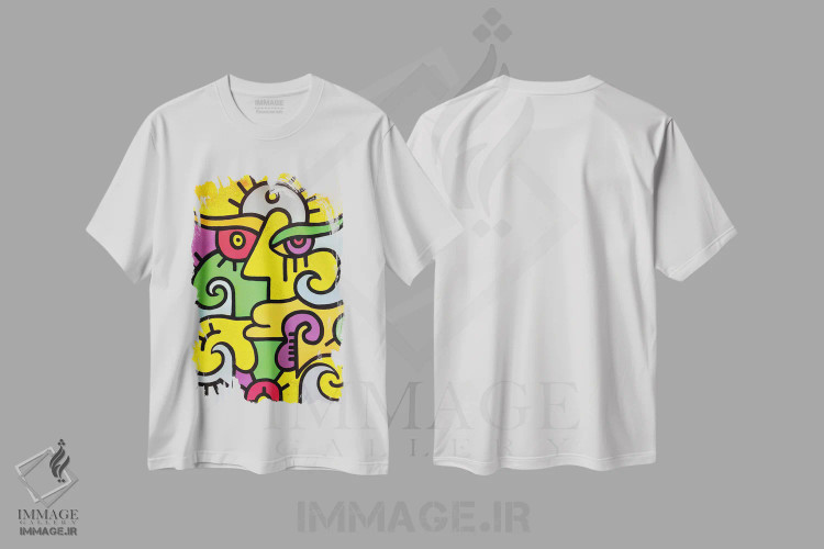 تیشرت سفید طرح دار طلوع خورشید در شانگهای، آبستره اثر بیلی آرتیست | فروشگاه ایماژ