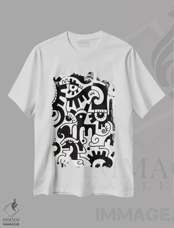 تیشرت سفید طرح دار تفکر اثر بیلی آرتیست | immage.ir