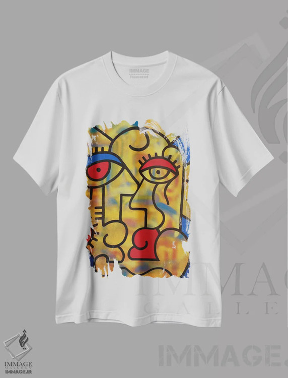 تیشرت سفید طرح دار زوج روان گردان، آبستره اثر بیلی آرتیست | فروشگاه ایماژ