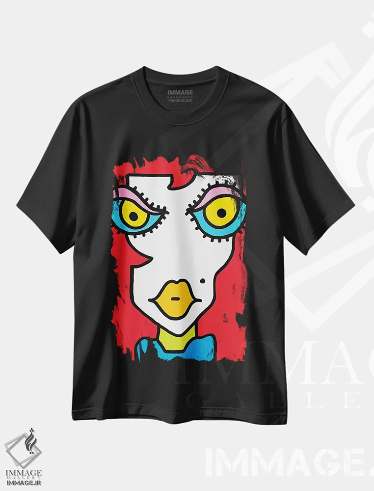 تیشرت مشکی طرح دار مو قرمز ۱ اثر بیلی آرتیست | immage.ir