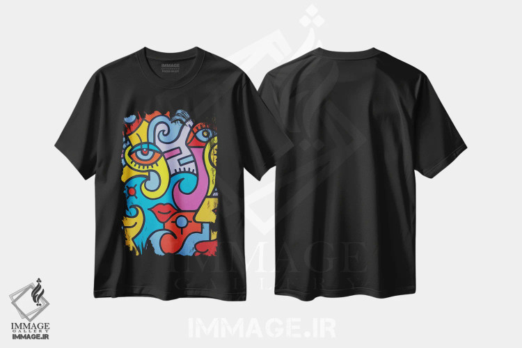 تیشرت مشکی طرح دار شیرینی بصری اثر بیلی آرتیست | فروشگاه ایماژ