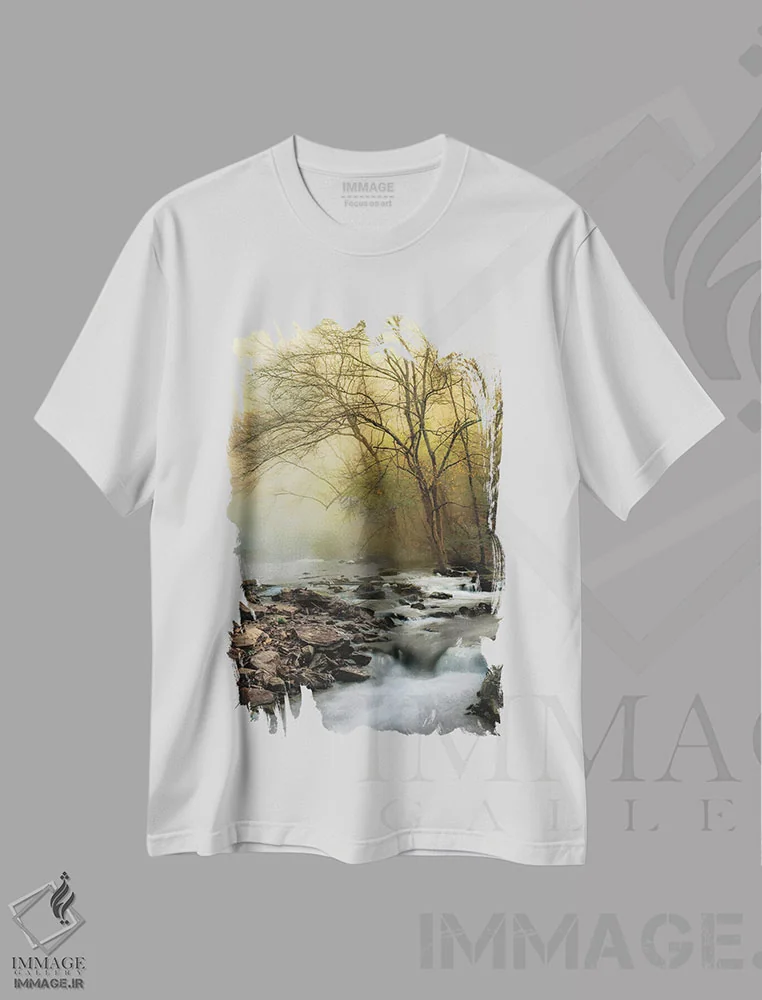 تیشرت سفید طرح دار یک صبح بهاری، مدیوم اثر دی. برت | فروشگاه ایماژ