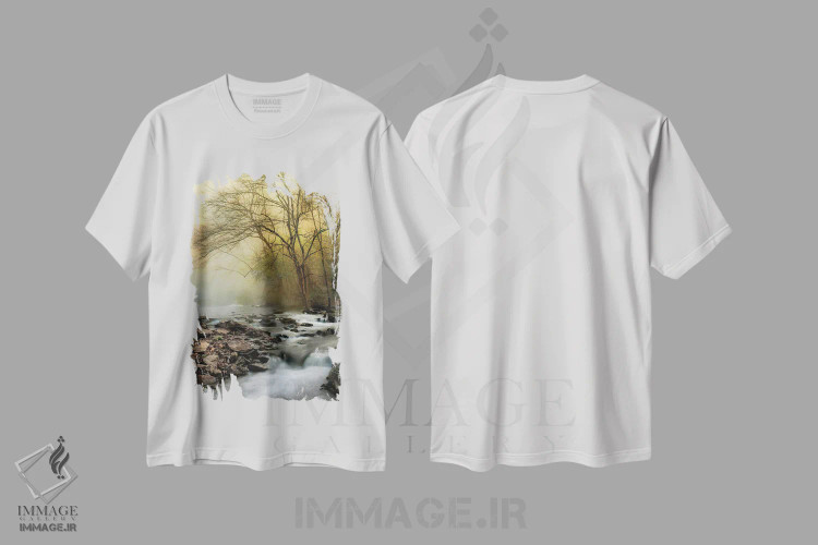 تیشرت سفید طرح دار یک صبح بهاری، مدیوم اثر دی. برت | فروشگاه ایماژ