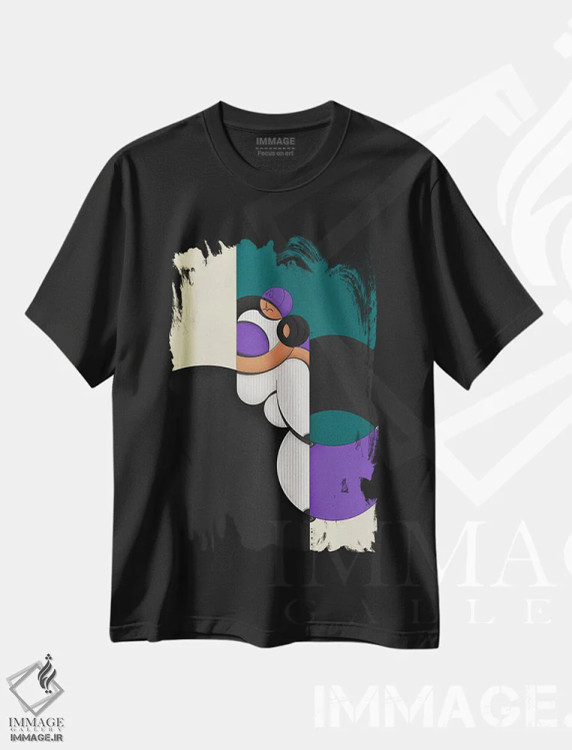 تیشرت مشکی طرح دار رندی، هنر دیجیتال اثر جان باتالگازی | فروشگاه ایماژ