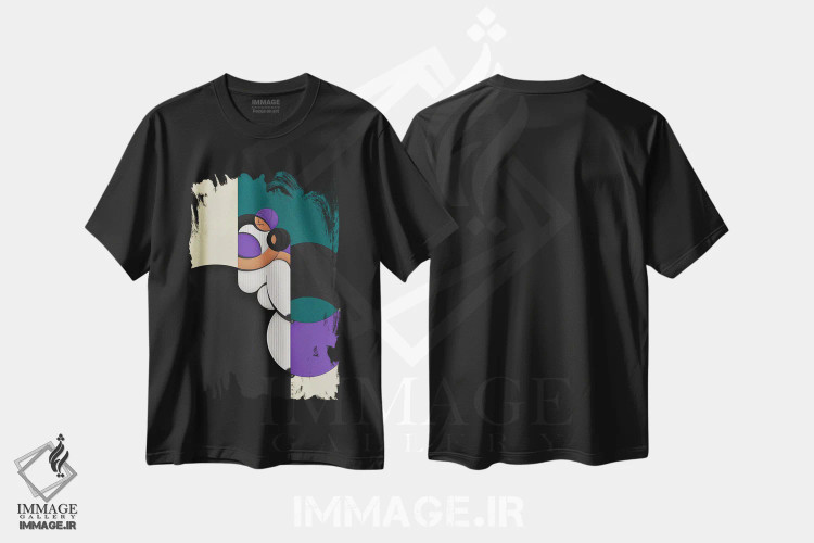 تیشرت مشکی طرح دار رندی، هنر دیجیتال اثر جان باتالگازی | فروشگاه ایماژ