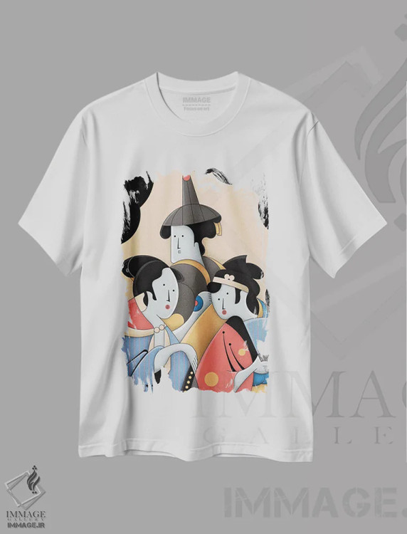 تیشرت سفید طرح دار بانوان ژاپنی، دکور آسیایی اثر جان باتالگازی | immage.ir