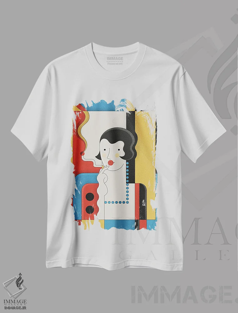 تیشرت سفید طرح دار بروکس، آرت دکو اثر جان باتالگازی | immage.ir
