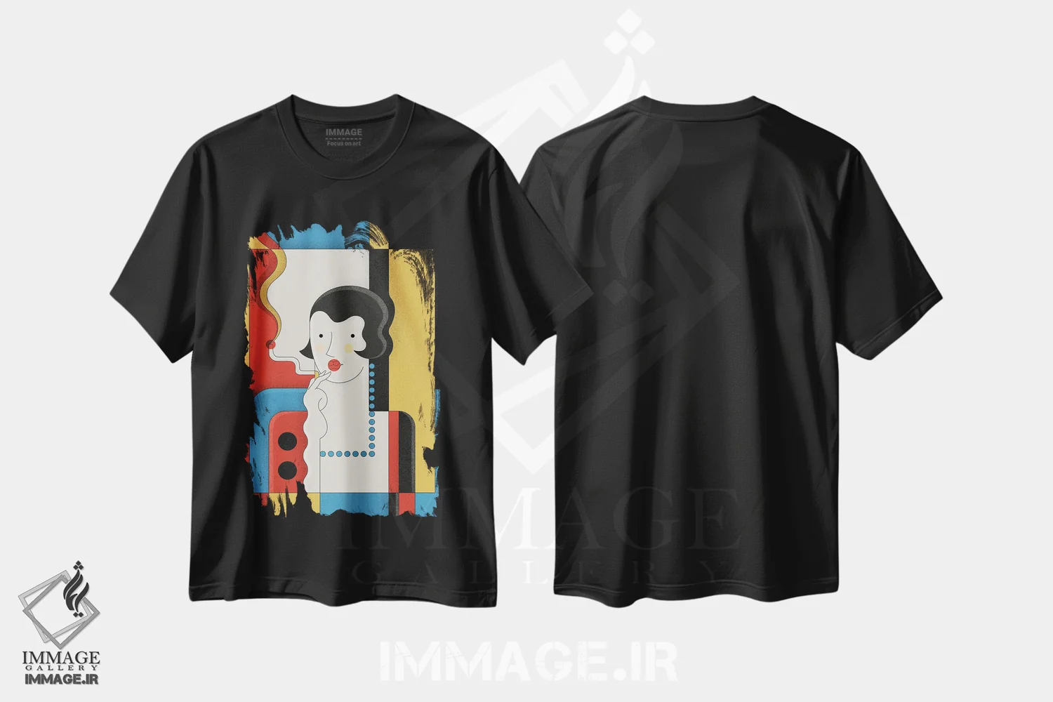 تیشرت مشکی طرح دار بروکس، آرت دکو اثر جان باتالگازی | فروشگاه ایماژ