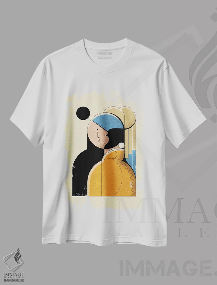 تیشرت سفید طرح دار دختر با مروارید، دکور معاصر اثر جان باتالگازی | immage.ir