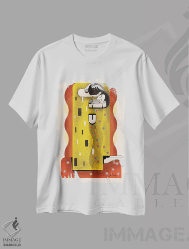 تیشرت سفید طرح دار بوسهٔ بعدی، دکور معاصر اثر جان باتالگازی | فروشگاه ایماژ