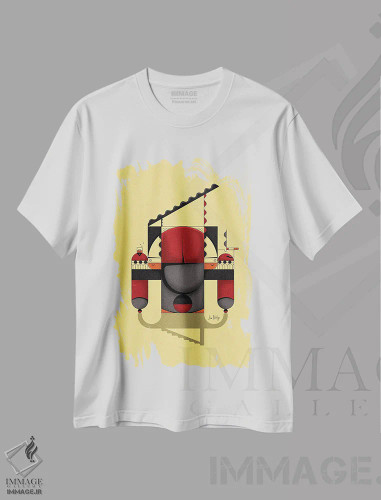 تیشرت سفید طرح دار مرد پیانیست، دکور معاصر اثر جان باتالگازی | فروشگاه ایماژ