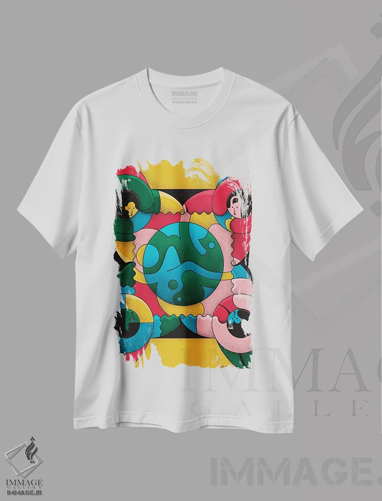 تیشرت سفید طرح دار با هم، دکور معاصر اثر جان باتالگازی | immage.ir