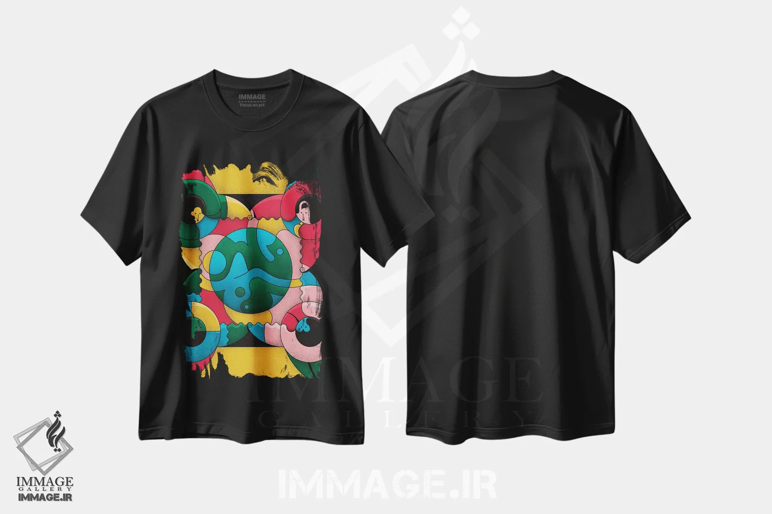 تیشرت مشکی طرح دار با هم، دکور معاصر اثر جان باتالگازی | فروشگاه ایماژ