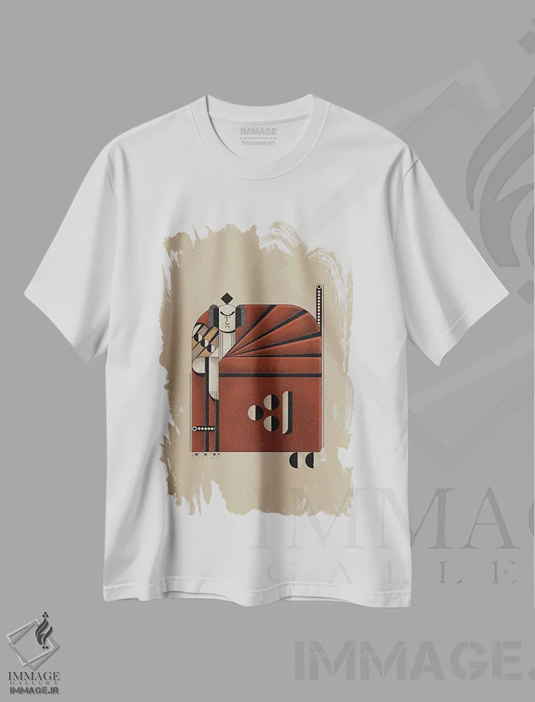 تیشرت سفید طرح دار سامورایی قرمز، دکور آسیایی اثر جان باتالگازی | immage.ir