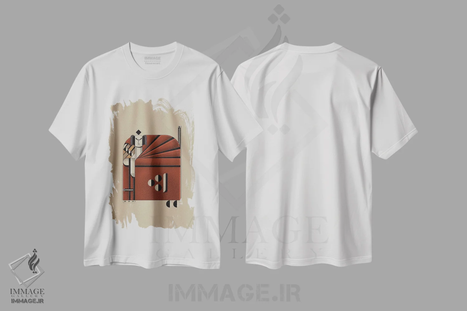 تیشرت سفید طرح دار سامورایی قرمز، دکور آسیایی اثر جان باتالگازی | immage.ir