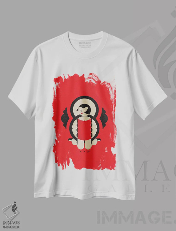 تیشرت سفید طرح دار فلاپر، آرت دکو اثر جان باتالگازی | فروشگاه ایماژ