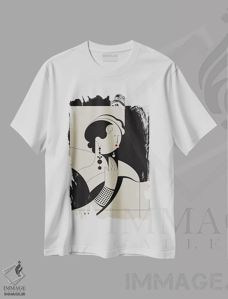 تیشرت سفید طرح دار لوییز ۲، آرت دکو اثر جان باتالگازی | immage.ir