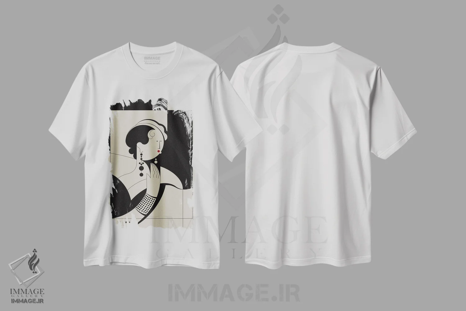 تیشرت سفید طرح دار لوییز ۲، آرت دکو اثر جان باتالگازی | immage.ir
