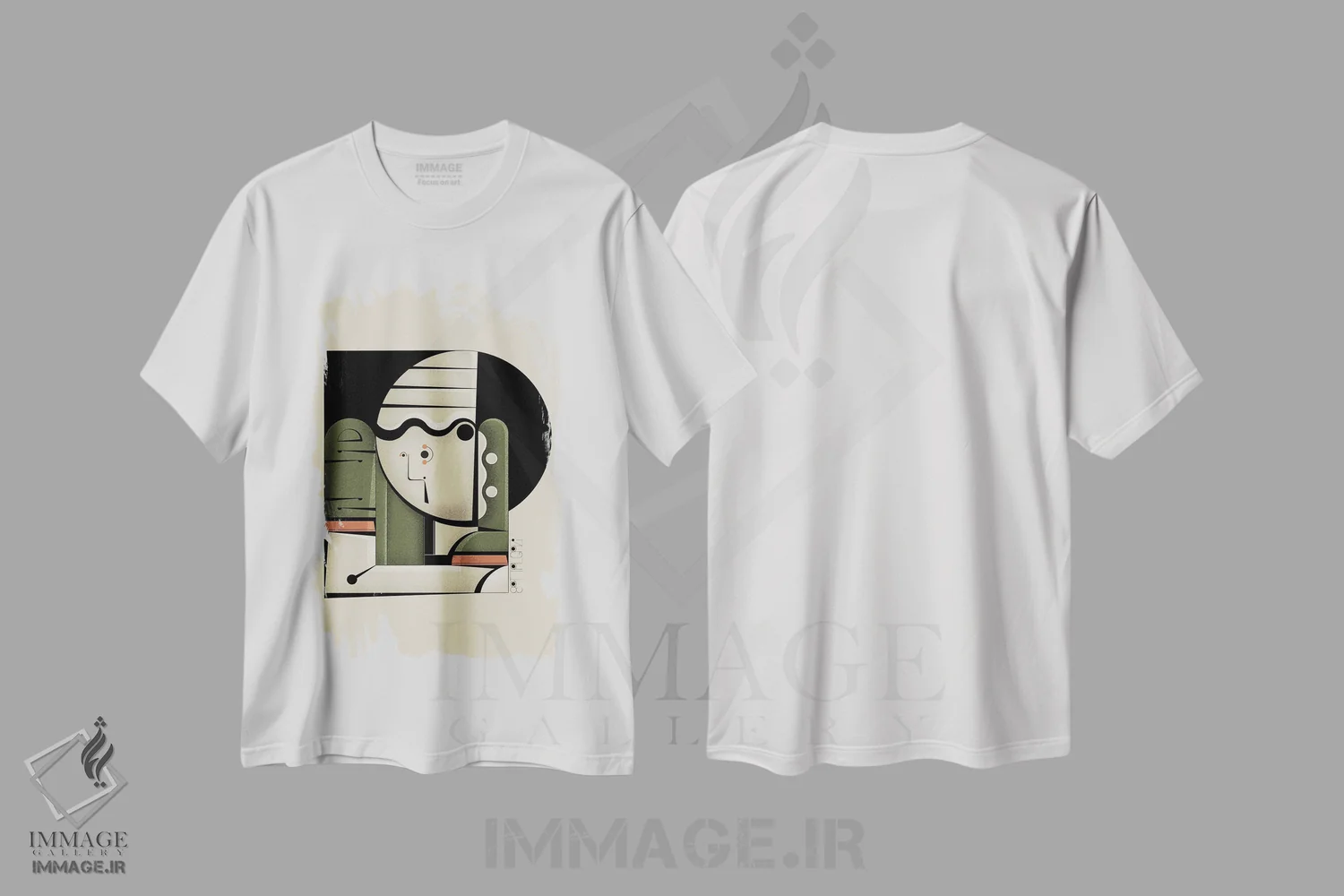 تیشرت سفید طرح دار اوکی یویه سبز، دکور آسیایی اثر جان باتالگازی | فروشگاه ایماژ