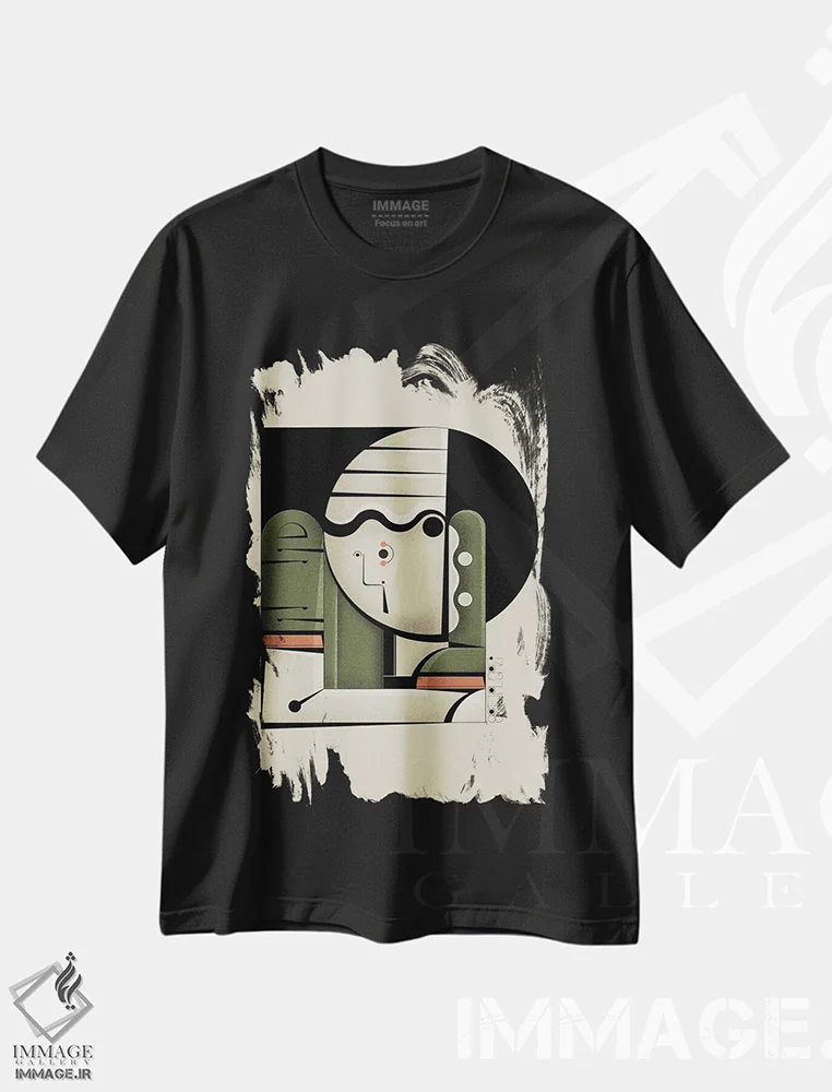 تیشرت مشکی طرح دار اوکی یویه سبز، دکور آسیایی اثر جان باتالگازی | immage.ir