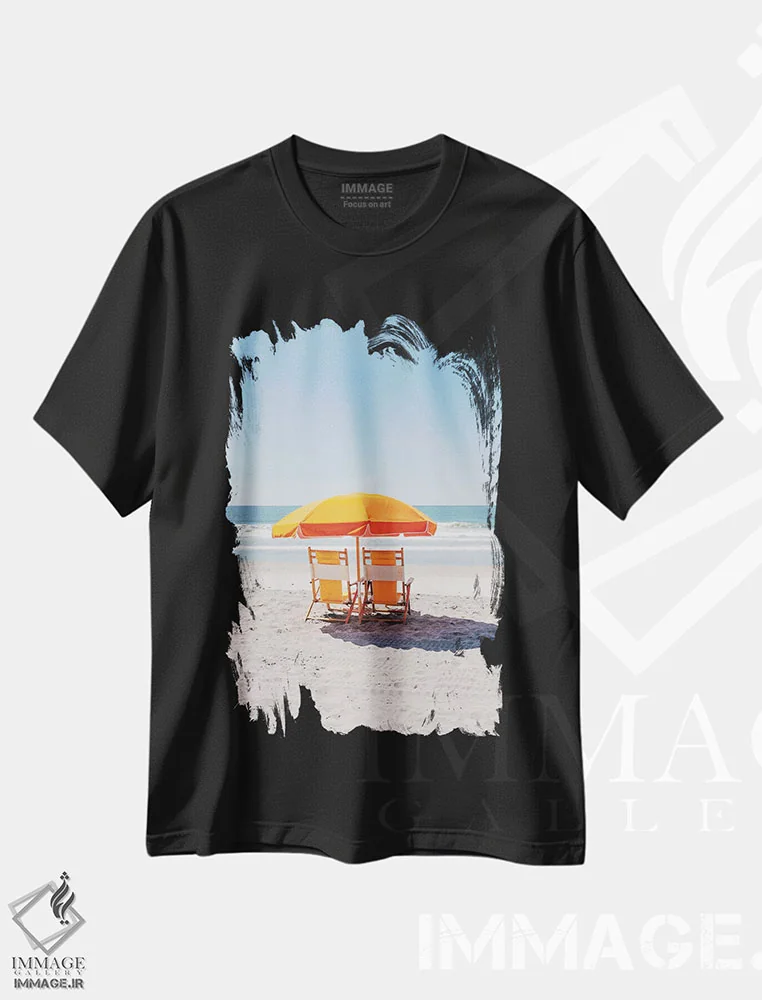 تیشرت مشکی طرح دار ساحل فالی II، مدیوم اثر بثانی یانگ | فروشگاه ایماژ
