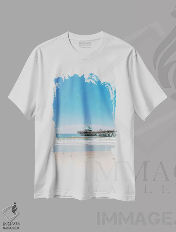 تیشرت سفید طرح دار ساحل فالی III، مدیوم اثر بثانی یانگ | فروشگاه ایماژ
