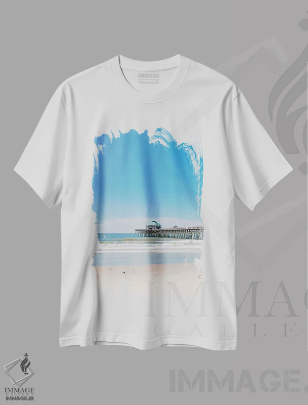تیشرت سفید طرح دار ساحل فالی III، مدیوم اثر بثانی یانگ | فروشگاه ایماژ