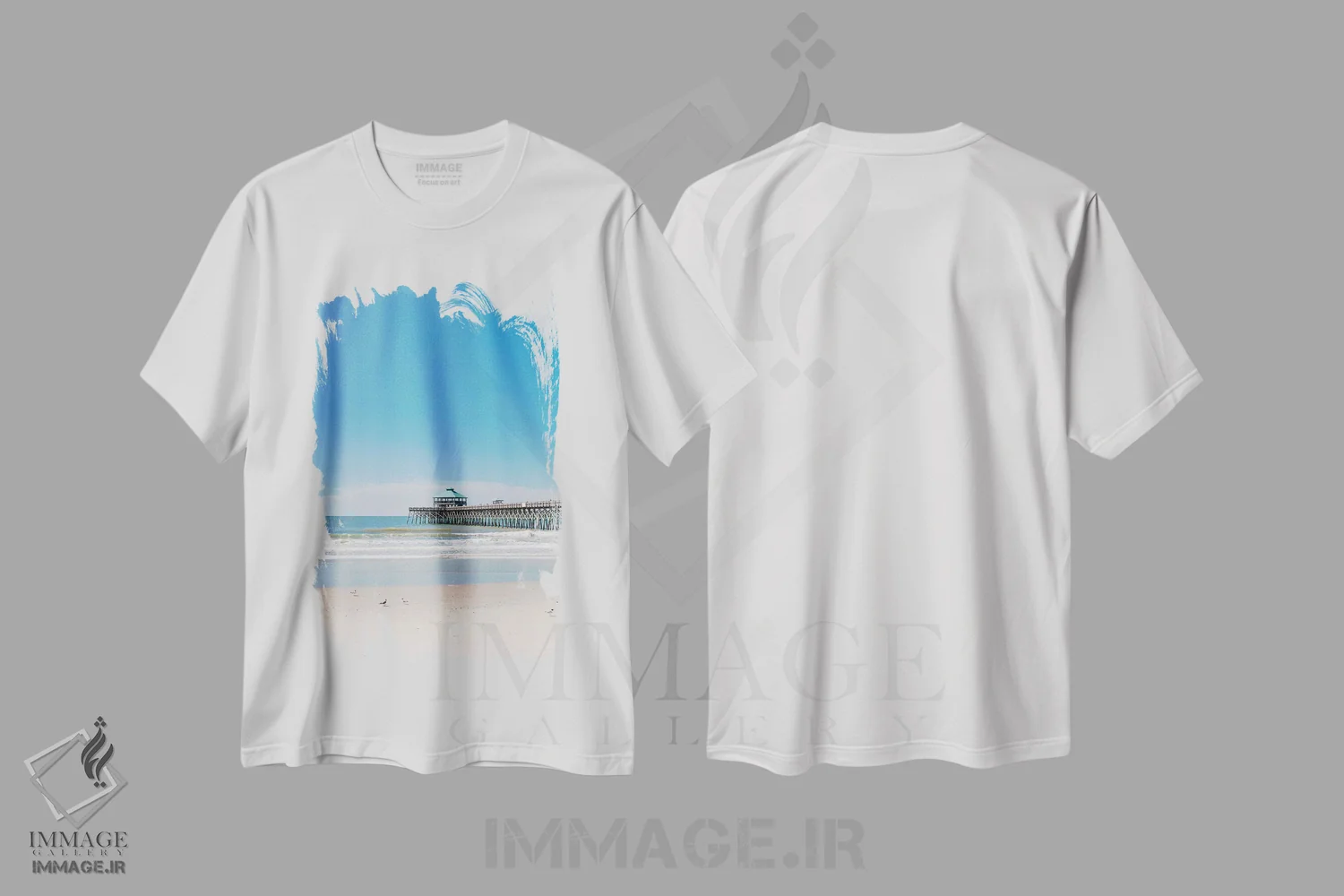 تیشرت سفید طرح دار ساحل فالی III، مدیوم اثر بثانی یانگ | فروشگاه ایماژ