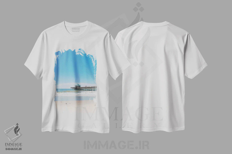 تیشرت سفید طرح دار ساحل فالی III، مدیوم اثر بثانی یانگ | فروشگاه ایماژ