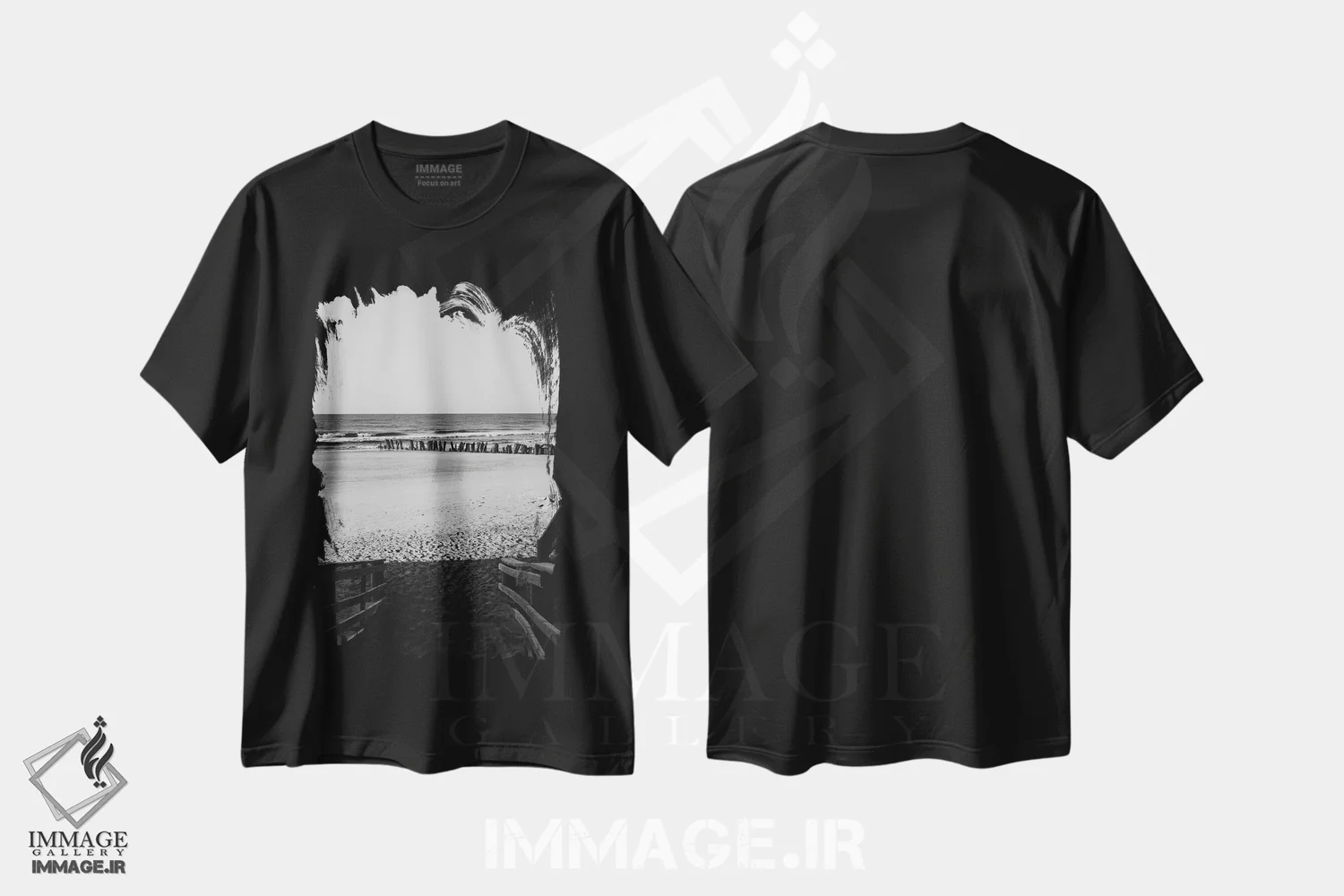 تیشرت مشکی طرح دار جزیره سالیوان II، عکاسی سیاه و سفید اثر بثانی یانگ | immage.ir