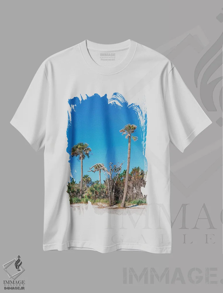 تیشرت سفید طرح دار جزیره سالیوان XII، مدیوم اثر بثانی یانگ | فروشگاه ایماژ