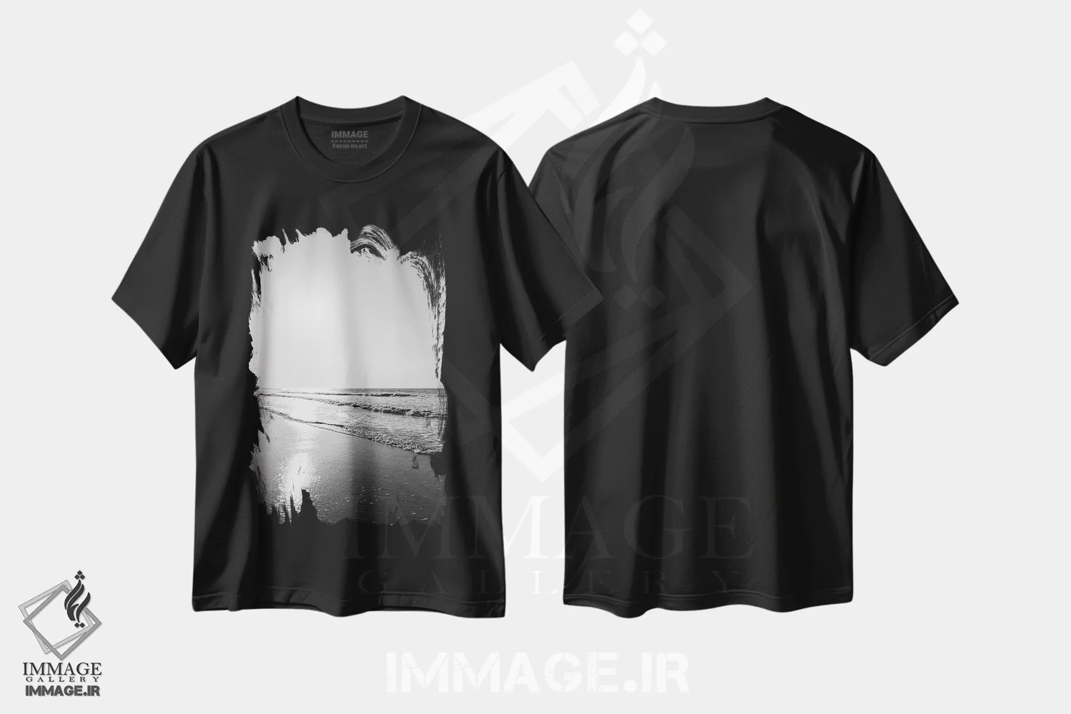 تیشرت مشکی طرح دار جزیره سالیوان VII، عکاسی سیاه و سفید اثر بثانی یانگ | فروشگاه ایماژ