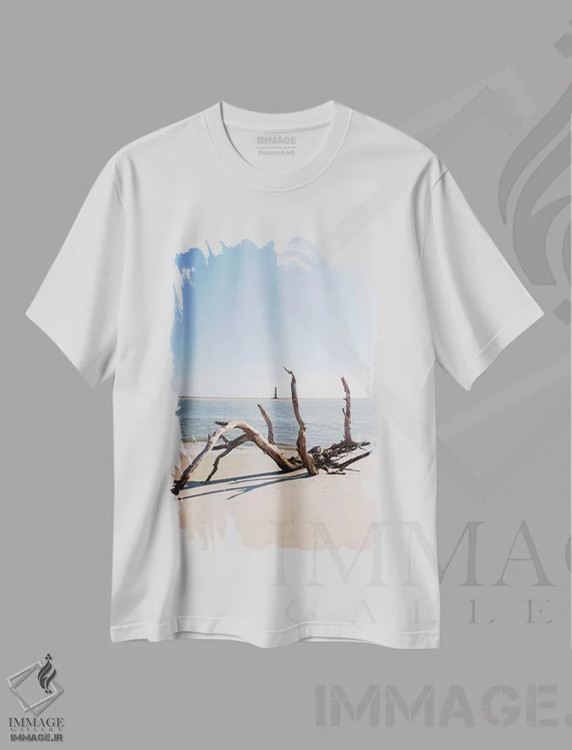 تیشرت سفید طرح دار جزیره سالیوان XIII، مدیوم اثر بثانی یانگ | immage.ir