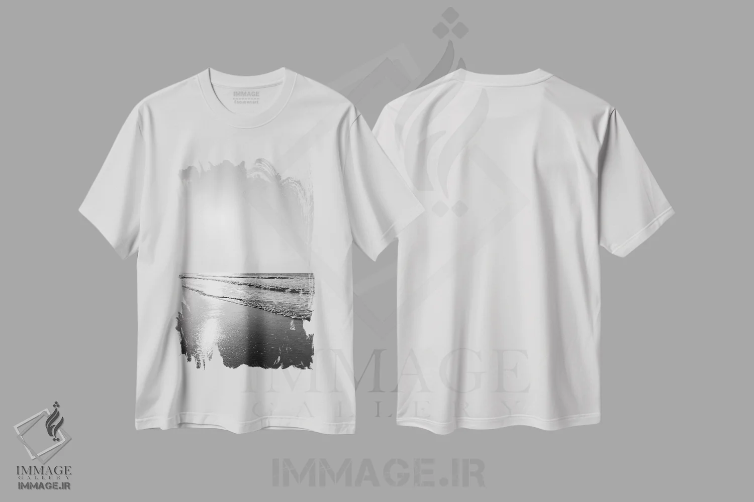 تیشرت سفید طرح دار جزیره سالیوان VII، عکاسی سیاه و سفید اثر بثانی یانگ | immage.ir
