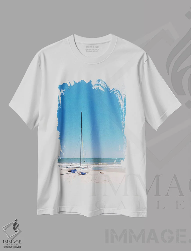 تیشرت سفید طرح دار جزیره سالیوان XXII، مدیوم اثر بثانی یانگ | فروشگاه ایماژ
