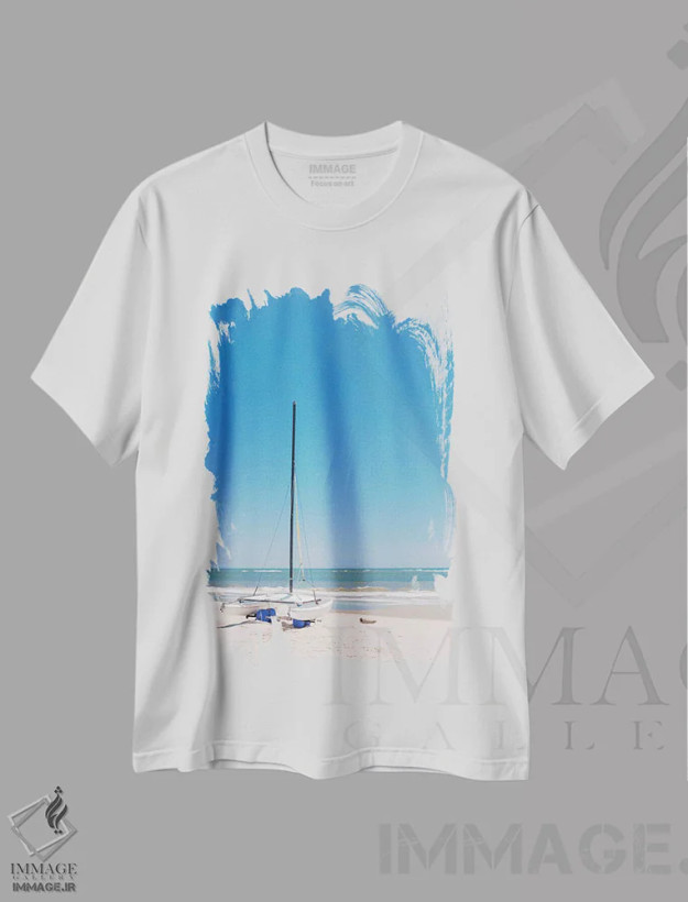 تیشرت سفید طرح دار جزیره سالیوان XXII، مدیوم اثر بثانی یانگ | فروشگاه ایماژ