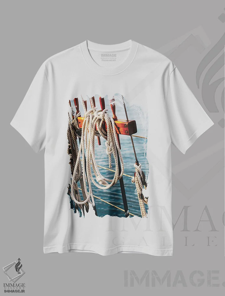 تیشرت سفید طرح دار قایق بادبانی چارلستون II، تزئینی اثر بثانی یانگ | immage.ir