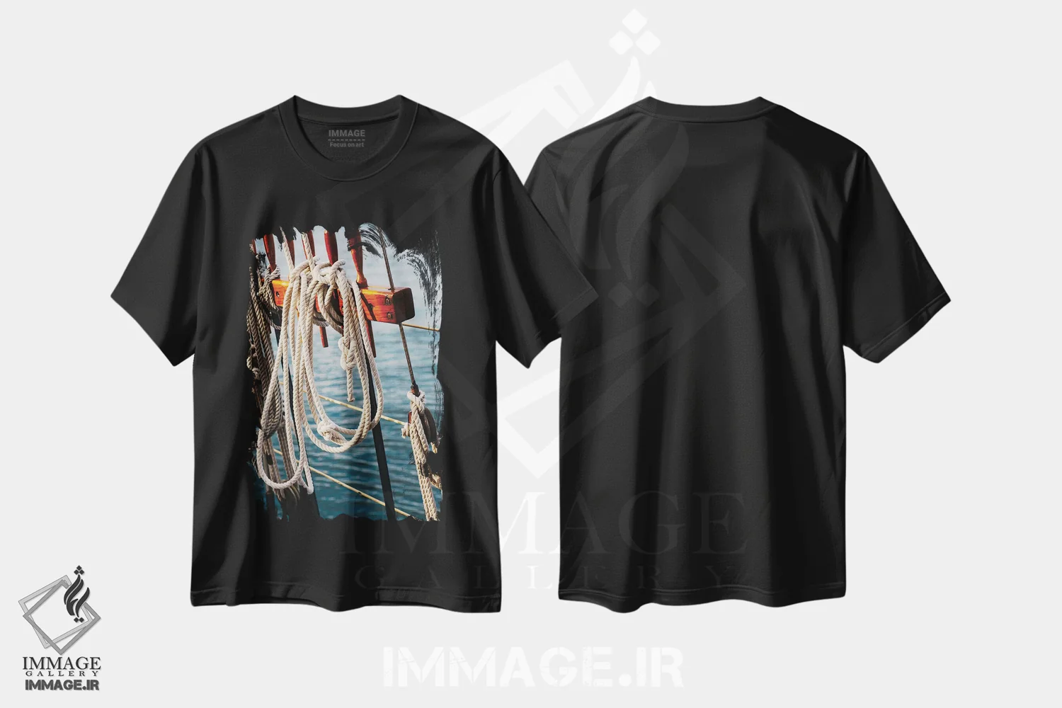 تیشرت مشکی طرح دار قایق بادبانی چارلستون II، تزئینی اثر بثانی یانگ | فروشگاه ایماژ