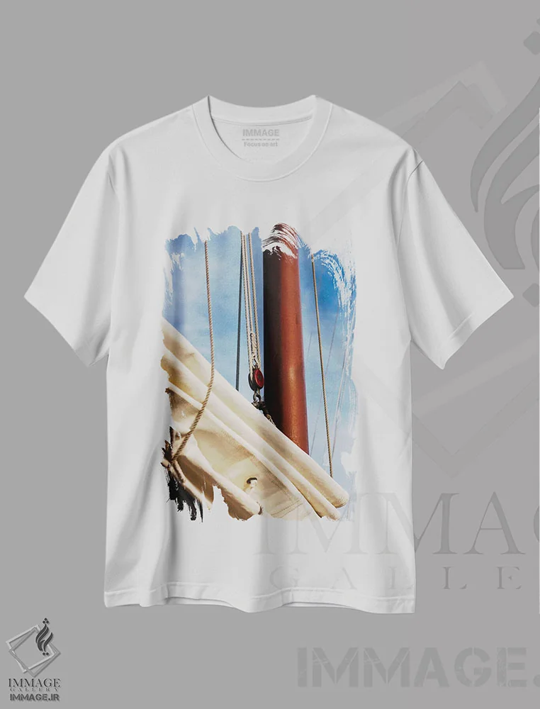 تیشرت سفید طرح دار قایق بادبانی چارلستون III، تزئینی اثر بثانی یانگ | فروشگاه ایماژ