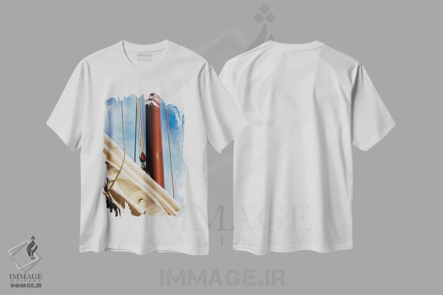 تیشرت سفید طرح دار قایق بادبانی چارلستون III، تزئینی اثر بثانی یانگ | فروشگاه ایماژ