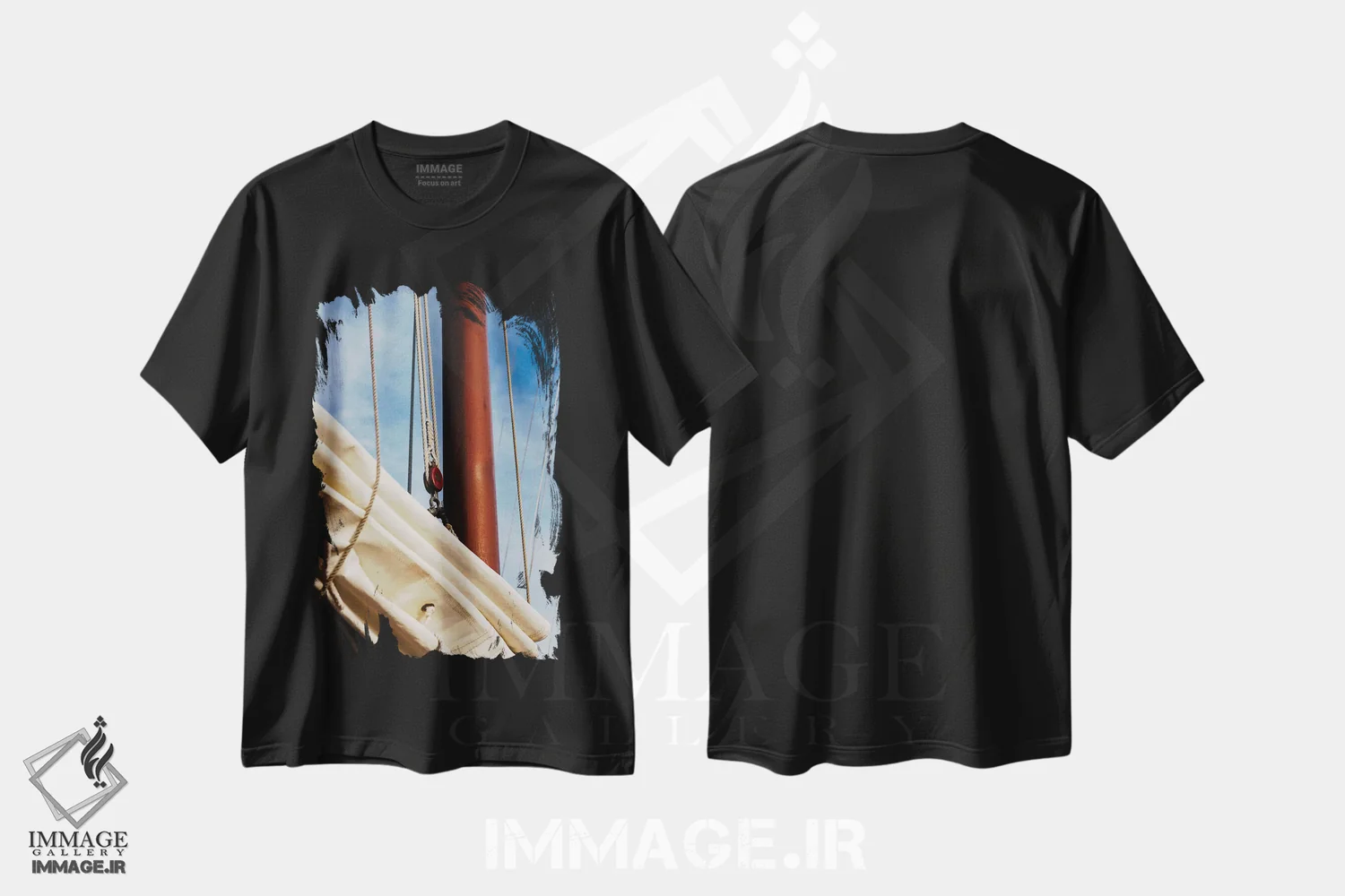 تیشرت مشکی طرح دار قایق بادبانی چارلستون III، تزئینی اثر بثانی یانگ | immage.ir