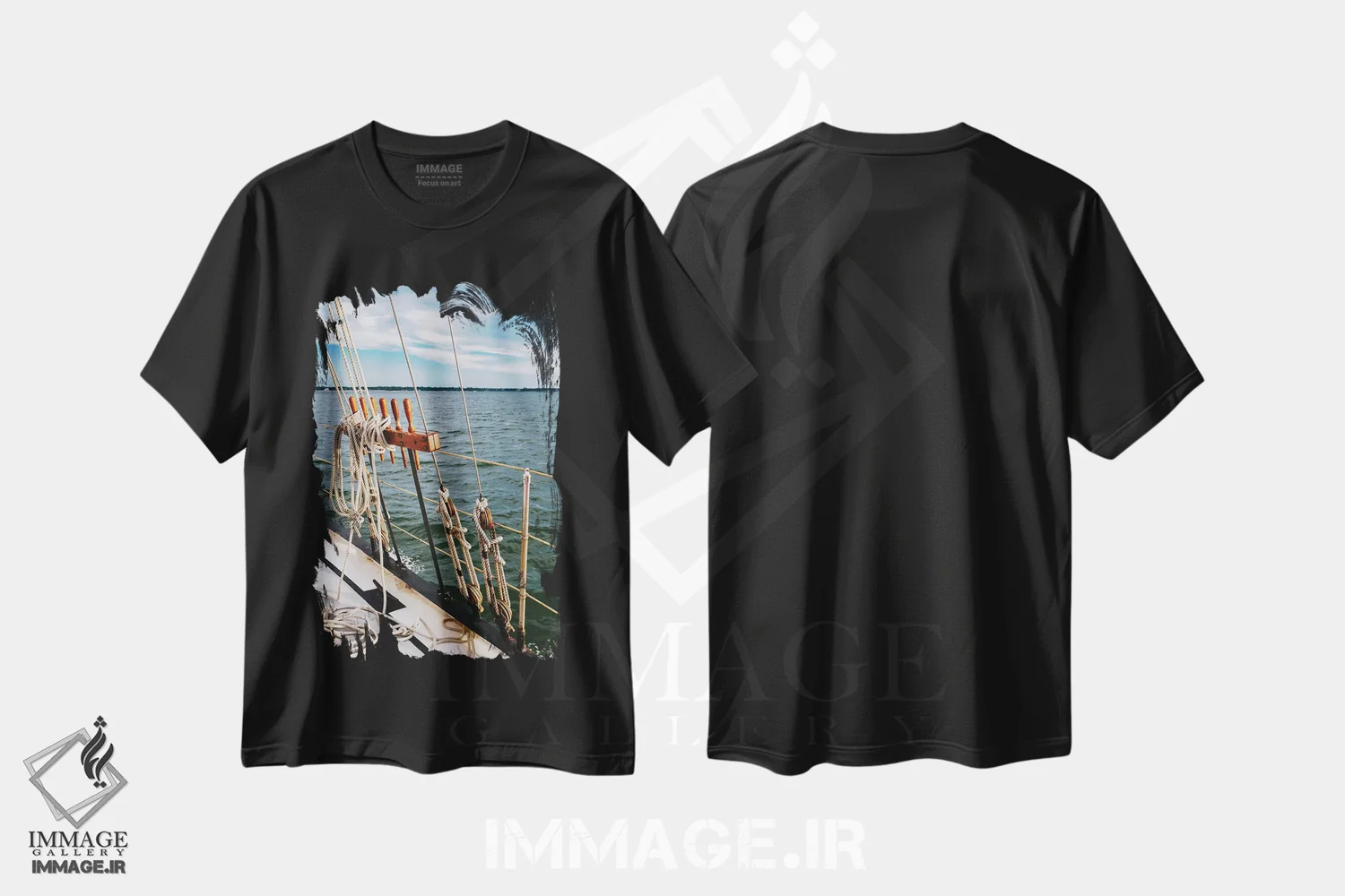 تیشرت مشکی طرح دار قایق بادبانی چارلستون IV، تزئینی اثر بثانی یانگ | فروشگاه ایماژ