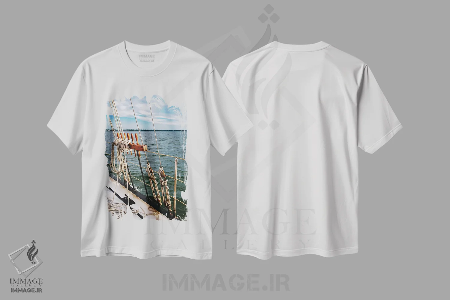 تیشرت سفید طرح دار قایق بادبانی چارلستون IV، تزئینی اثر بثانی یانگ | immage.ir
