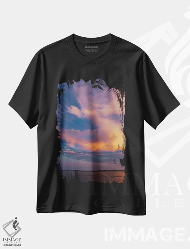 تیشرت مشکی طرح دار غروب چارلستون X، مدیوم اثر بثانی یانگ | فروشگاه ایماژ